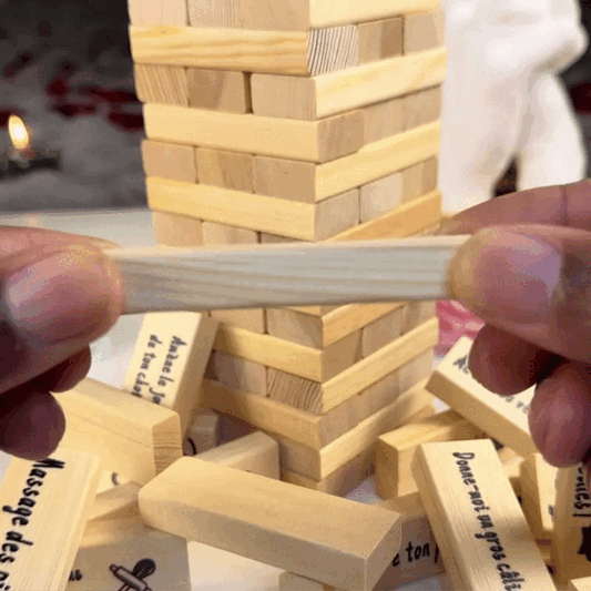 Jeu Jenga pour adultes pour un date galant – Tour coquine intime avec défis et défis – Puzzles romantiques