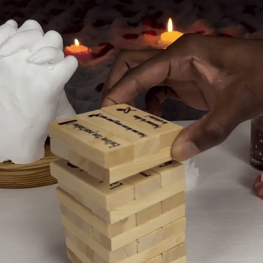 Jeu Jenga pour adultes pour un date galant – Tour coquine intime avec défis et défis – Puzzles romantiques